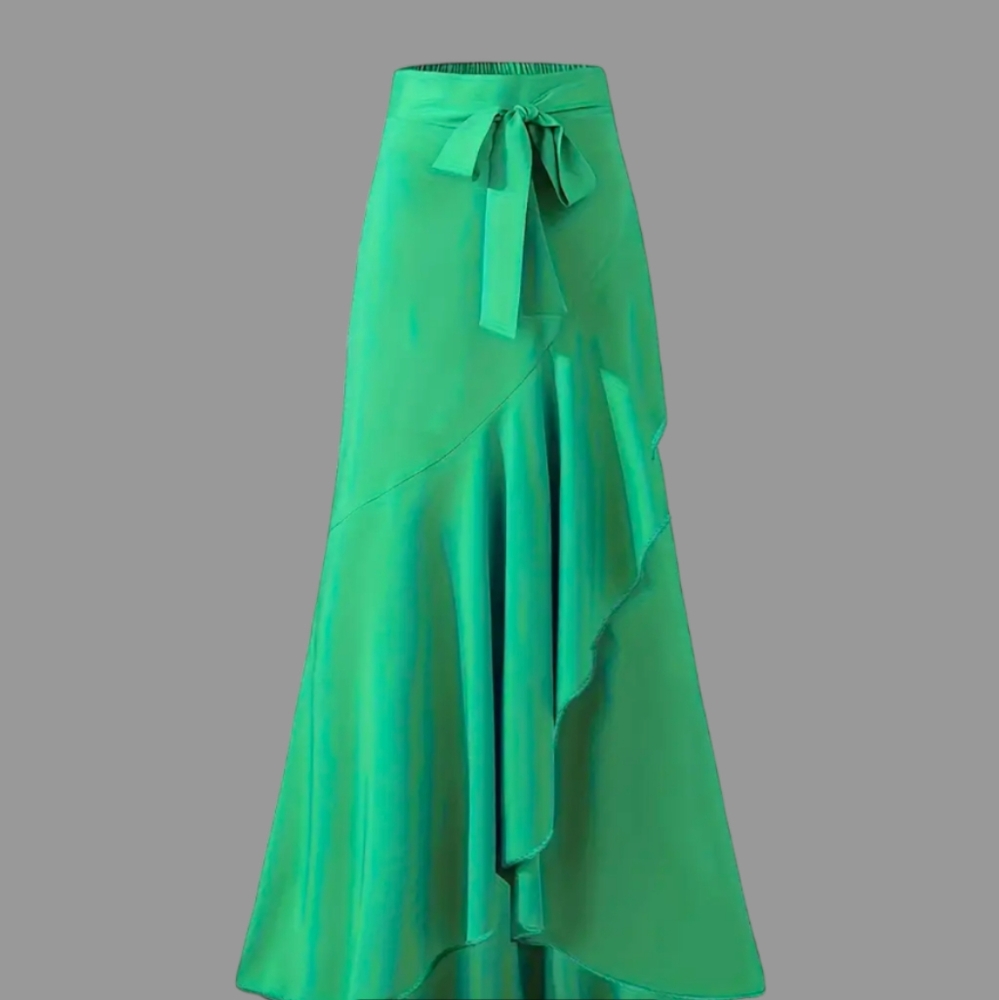 🆕Luxe+Look Faux Wrap Layered Maxi Skirt